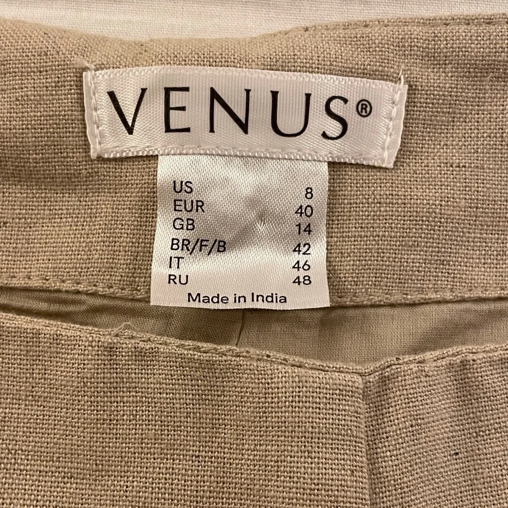 Venus Pants Beaded Linen Blend Bohemian Tan Size 8